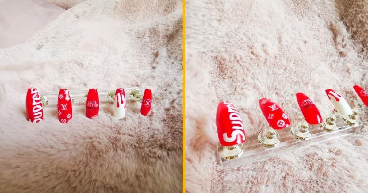 Des faux ongles Supreme X Louis Vuitton