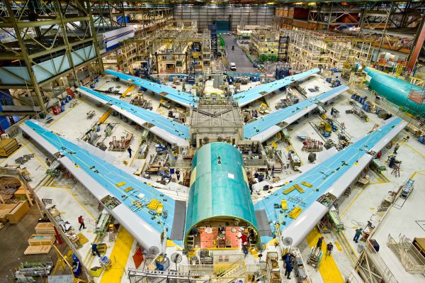 3 - 747-8 Wing Sets in the 747 Factory in Everett K64744
