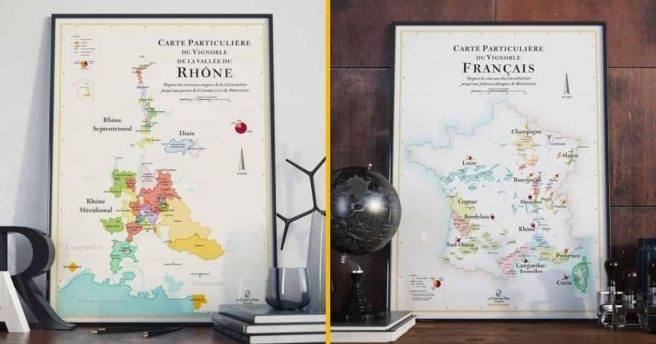 Affiche carte vins region