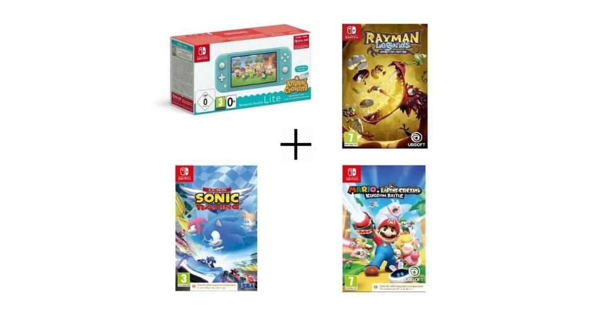 Pack Nintendo Switch Animal Crossing + 4 jeux