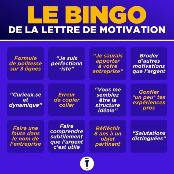 Bingo lettre de motivation