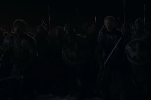 A scene from the episode "the long night" from game of thrones where it's too dark
