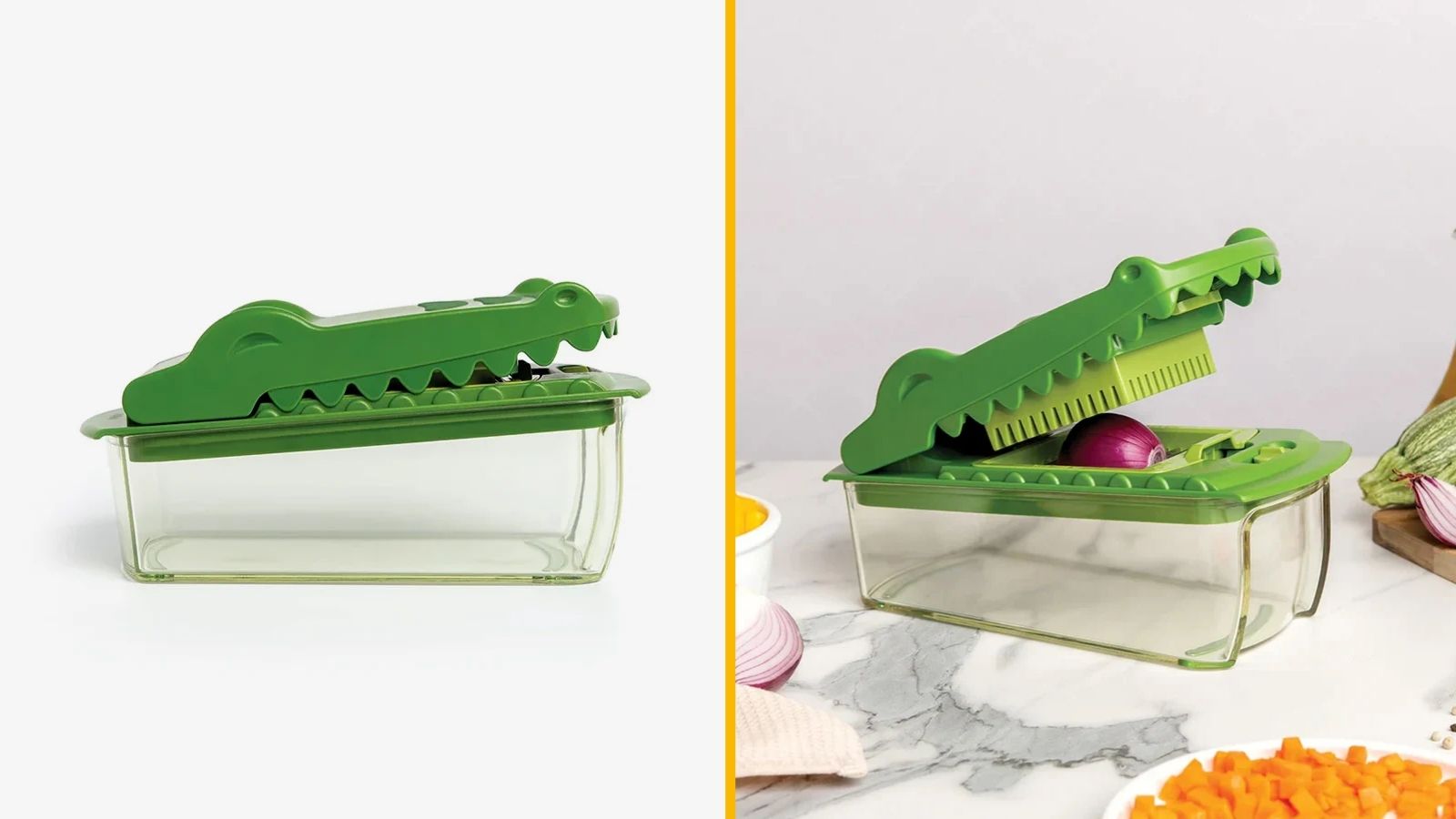 Un crocodile coupe-légumes, attention à vos doigts