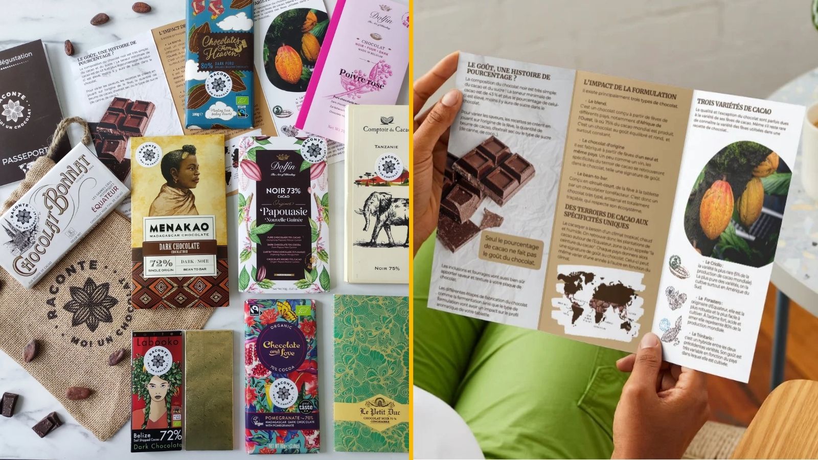 Un coffret de 9 tablettes de chocolat noir du monde entier, la crème de la crème