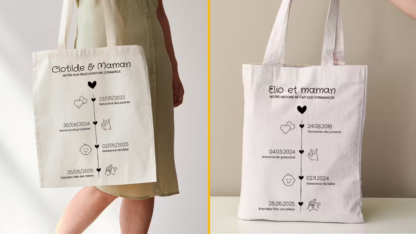 Un tote bag personnalisé pour les jeunes maman et leurs 1ères Fête des Mères